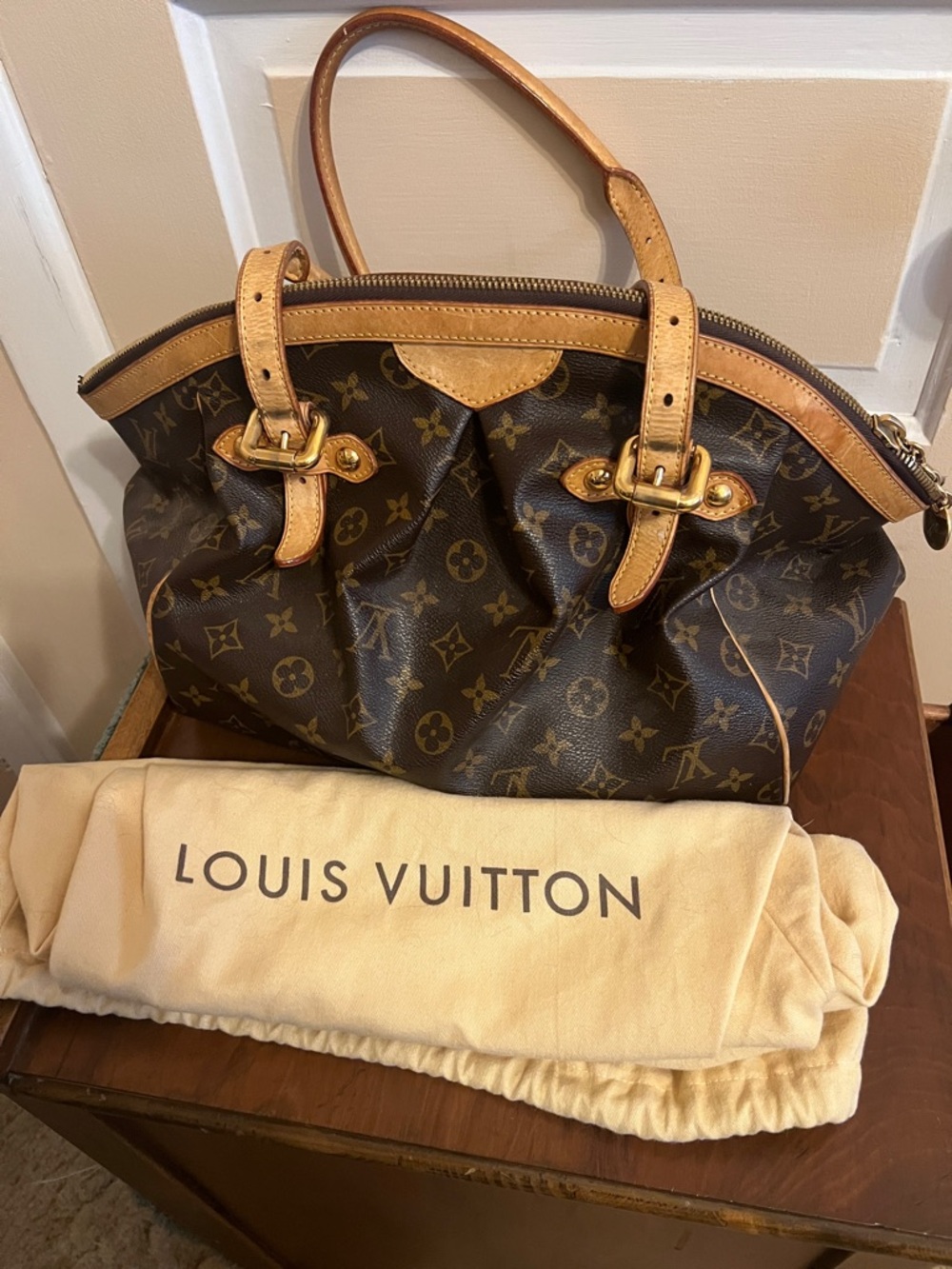 Louis Vuitton Tivoli GM - Monogram Coated Canvas Satchel in Brown with Tan Trim
